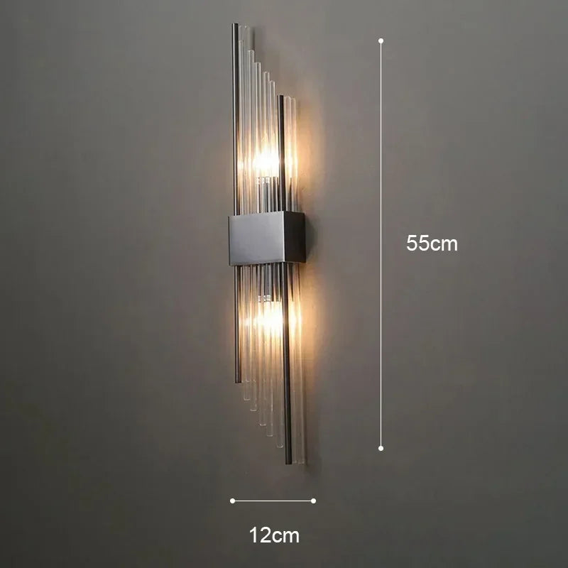 applique murale moderne or noir transparentes 35cm 56cm e14 g9