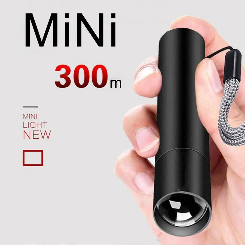 lampe poche led rechargeable noire mini zoom modes usb étanche