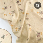 tissu imprimé chinois personnages traditionnels bambous fleurs beige vert bleu rose