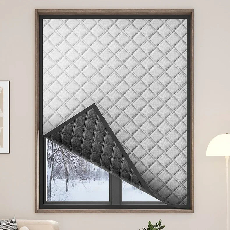 rideau gris quilté moderne isolation thermique hiver fenêtre chambre coucher