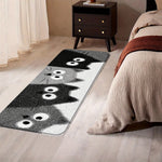 tapis gris blanc chatons yeux blancs fond moderne antidérapant polyester