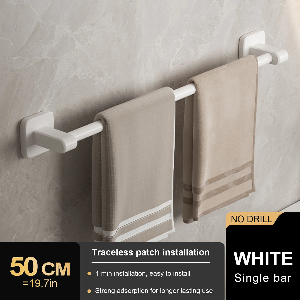 porte serviettes mural gris lisse double barre 30 40 50cm moderne minimaliste fixations murales