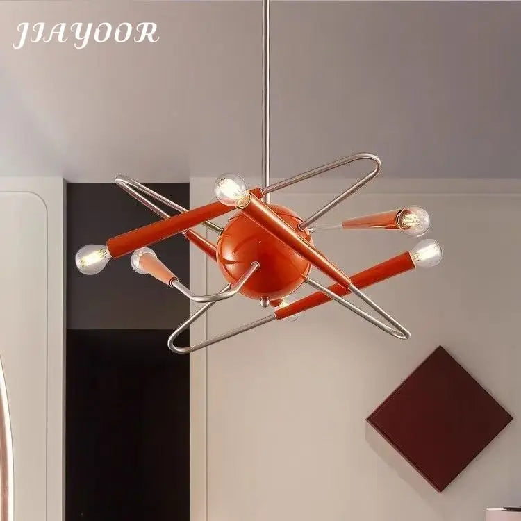 lampe suspendue rouge avion forme moderne ampoules led chaîne métallique ailerons moteurs chambre salon