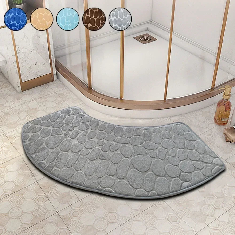 tapis bain moderne gris texture cailloux antidérapant salle bain 30cm 60cm 40cm 100cm