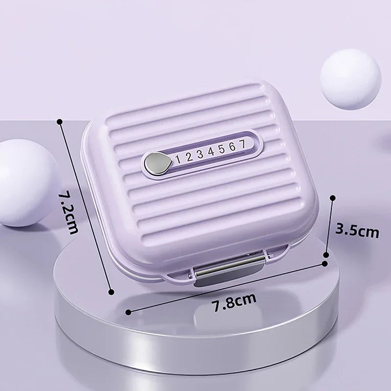 boîte pilules moderne rose clair violet blanc rayures verticales clics pilules différentes couleurs tailles