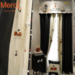 rideau moderne cactus chats blanc noir imprimé chambre salon opaque