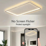 plafonnier led minimaliste blanc rectangulaire bord noir opacité télécommande inclusière
