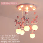 suspension lumineuse verre résine chevaux arc ciel moderne bleu rose enfant blanc contemporain