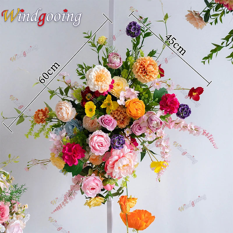 bouquets fleurs artificielles rose romantique arches intérieures décoration mariage anniversaire fêtes