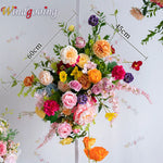 bouquets fleurs artificielles rose romantique arches intérieures décoration mariage anniversaire fêtes