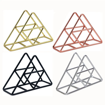 porte serviettes moderne or rose gold noir argenté triangle geometrique deco table restaurant événement