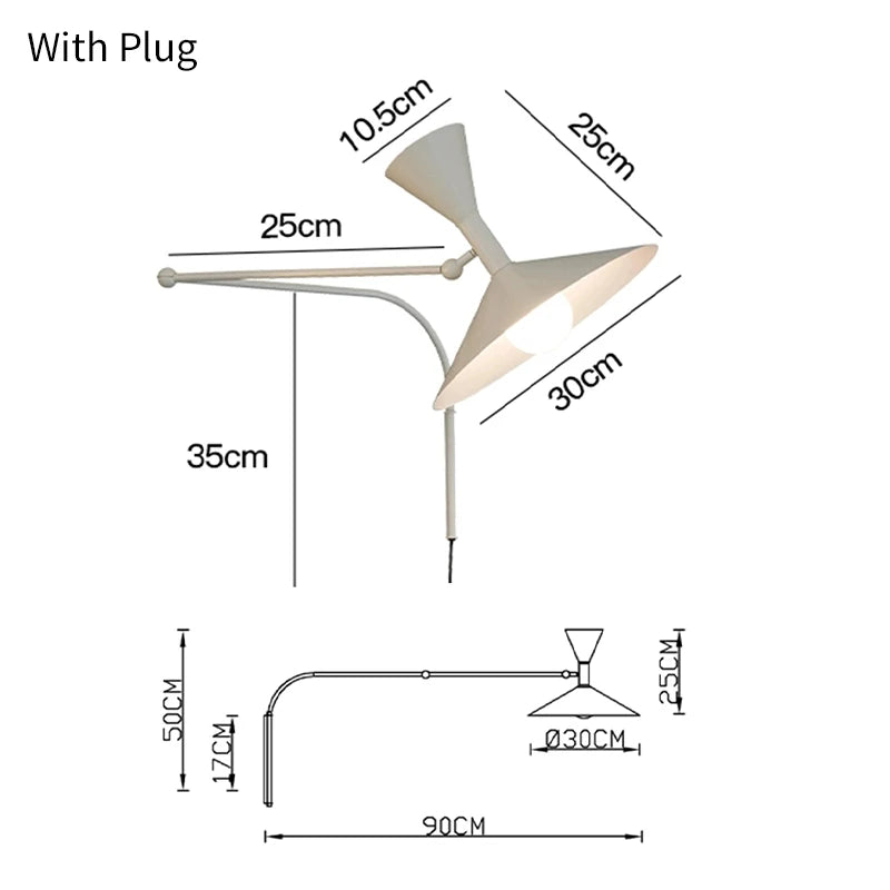 lampe murale conique gris fixée mur éclairage quotidien 6000k 4200k 3000k led appliques murales