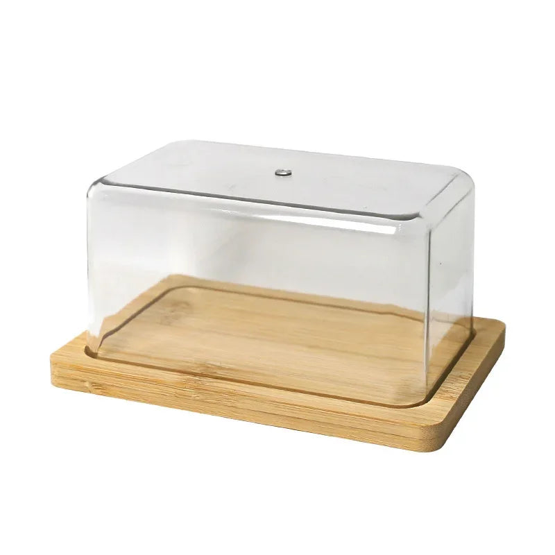 boîte beurre transparente couvercle bois moderne rectangle rangement cuisine minimaliste