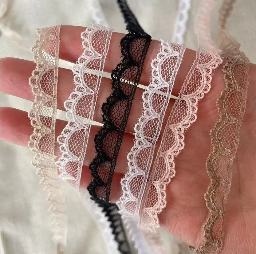 ruban dentelle polyester blanc noir beige clair 10mm classique 30mètres