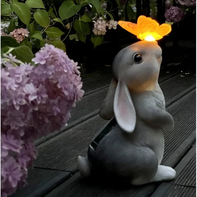 statue animale décorative extérieure lumineuse gris blanche créative patio balcon