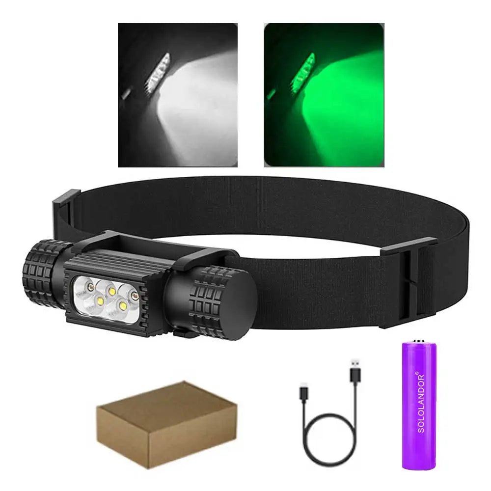 lampe frontale noire led charge usb rohs camping fishing moderne