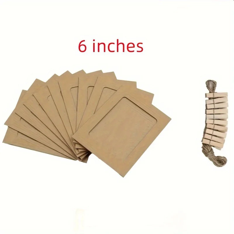 cadres photo carton noir marron blanc pinces bois suspension mur decorative rustic minimaliste