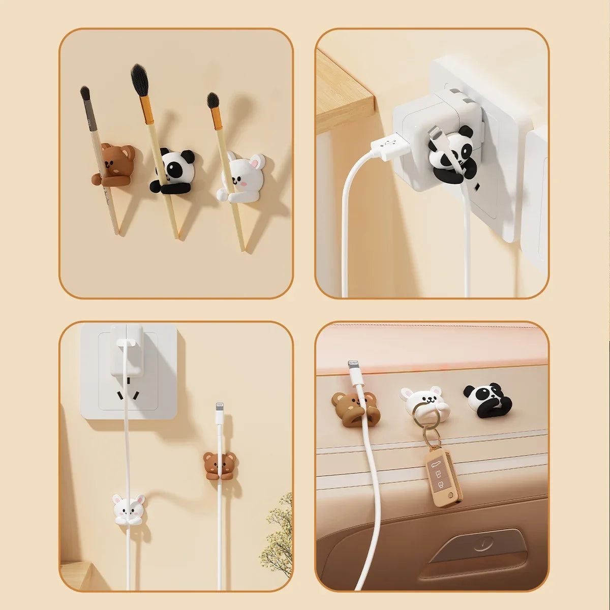 organiseur câbles animaux kawaii adhésif smartphones câbles usb décoration mignon clips winder