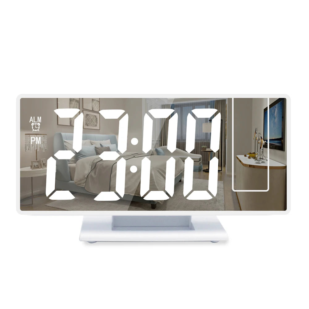 horloge numérique projecteur noir blanc vert lumineuse moderne minimaliste LED USB