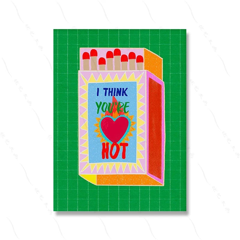 affiches art graphique floral moderne pop rose verte Jaune Blanc