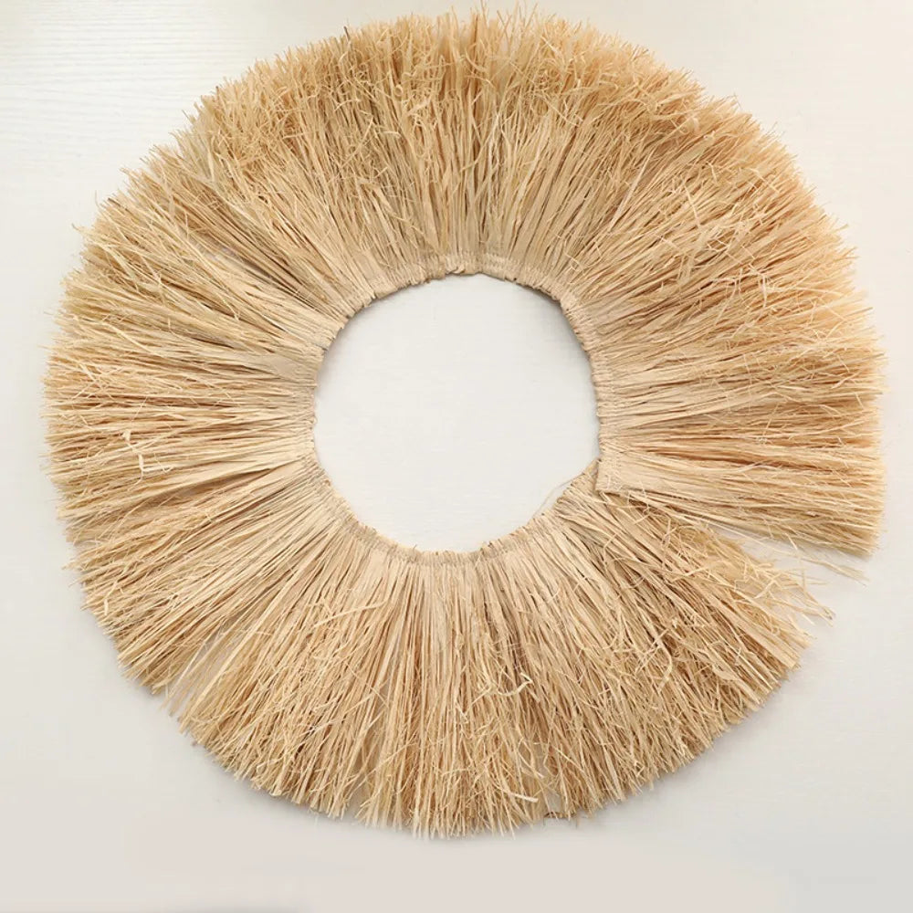 décoration murale bohème fibreuse frangée bande texturée beige naturelle rustic