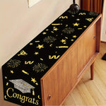 nappe rectangulaire noire or motifs graduation étoiles confettis opacité totale décoration fête dimensions 180cm