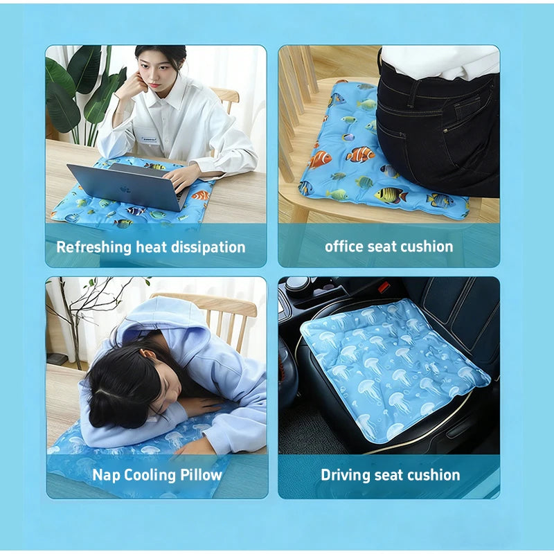 coussin refroidissement animal compagnie bleu clair méduses blanches moderne été antidérapant doux respirant imperméable