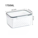 organisateur réfrigérateur paniers blanc perforations noires transparents moderne poignées détachables 850ml 1750ml 3300ml