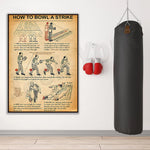 affiche bowling guide débutants illustration vintage texte explicatif toile rectangle vertical