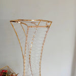 support floral transparent finition dorée rayures horizontales moderne élégant vase table