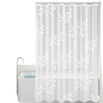 rideau douche blanc floral transparent moderne anneaux suspension 180cm