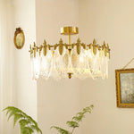 lustre verre led doré feuilles strass baroque éclairage chambre salon haute qualité facile