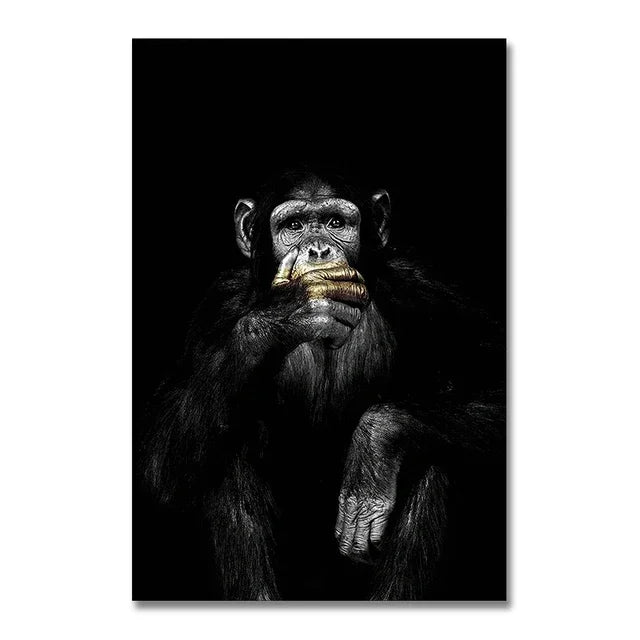 toile d'art moderne chimpanzé noir gris 60x80cm 50x70cm abstraite sans cadre chambre salon decoration