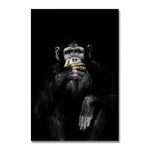 toile d'art moderne chimpanzé noir gris 60x80cm 50x70cm abstraite sans cadre chambre salon decoration
