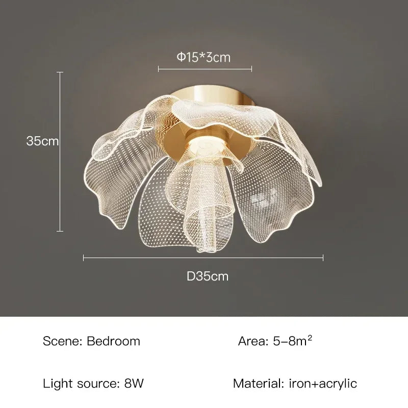 plafonnier led moderne floral doré lumineux chambre entrée couloir adaptable blanc doré
