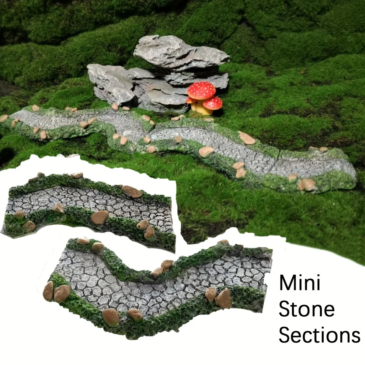 décorations artificielles pierre résine naturelles mousse grises vertes paysagèresextérieur miniature aménagement jardin