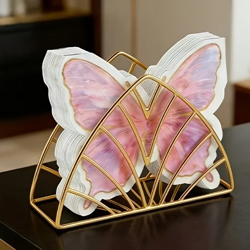 serviettes jetables papier forme papillon mariage anniversaire fête rose violet blanc doré