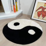 tapis yin yang noir blanc doux moderne minimaliste imperméable antidérapant salon chambre