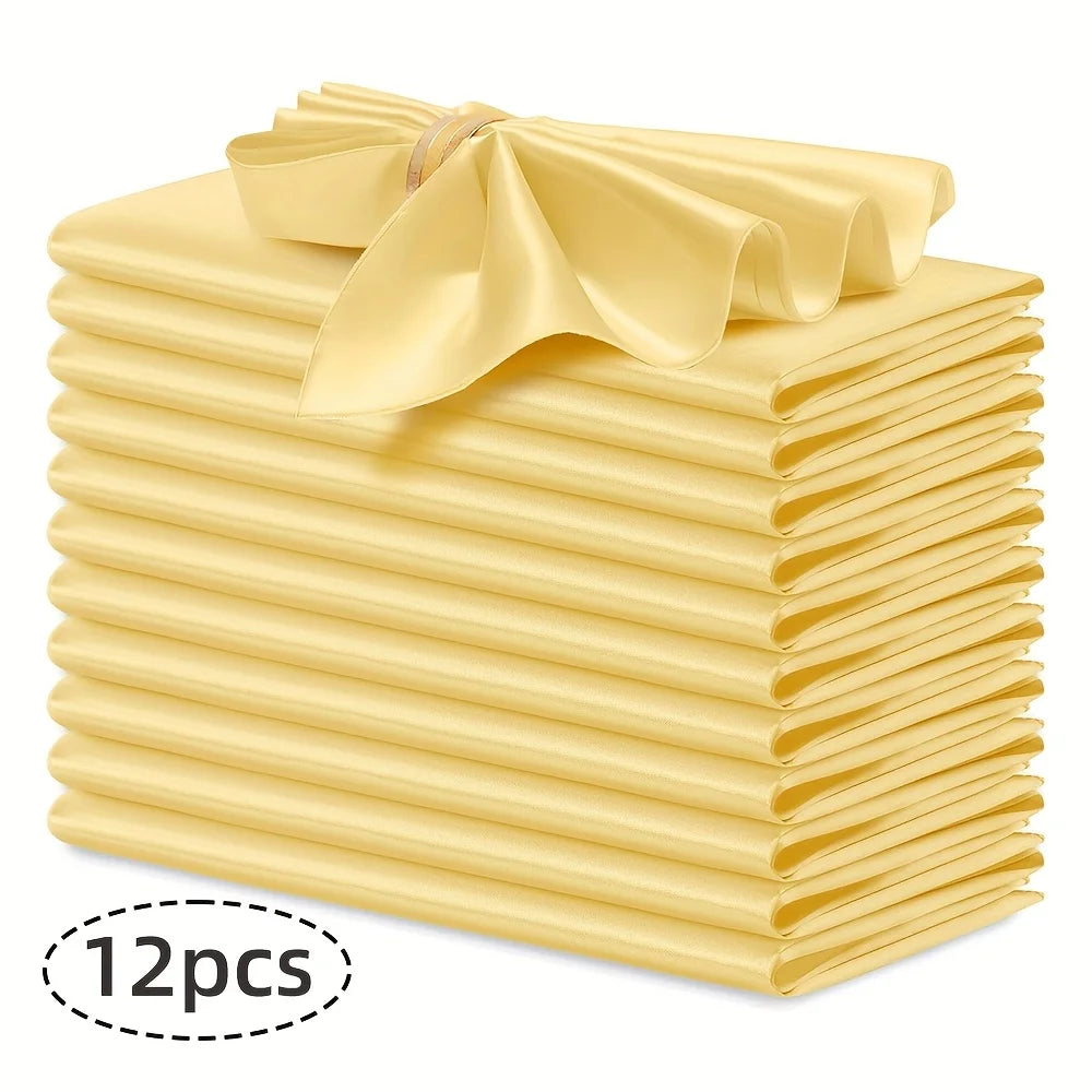 serviettes satin élégantes 30x30cm 12pièces bleumarine vertfoncé roseblanc modernes clipsdorés
