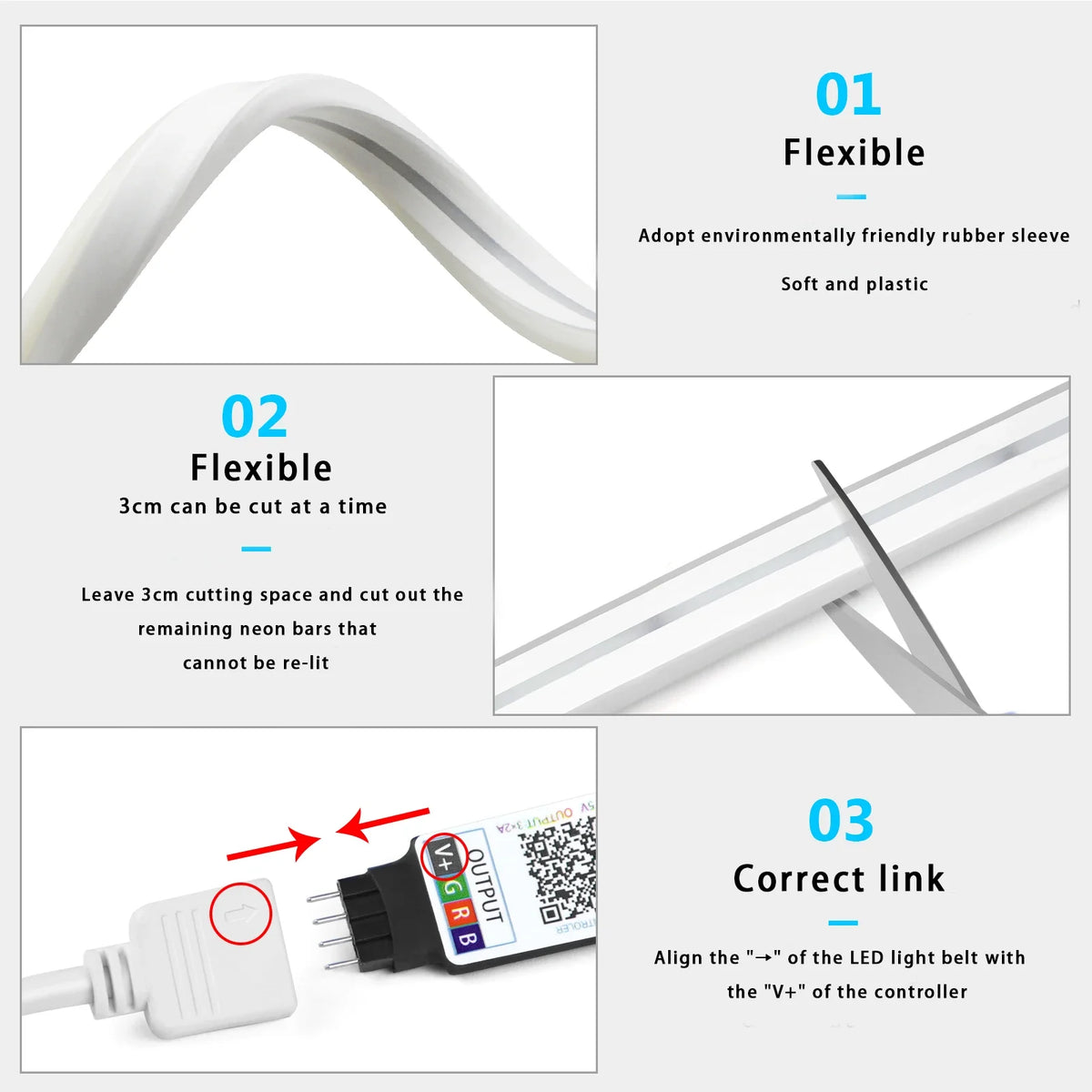 ruban led flexible multicolore rayures concentriques moderne télécommande application usb éclairage décoration festive