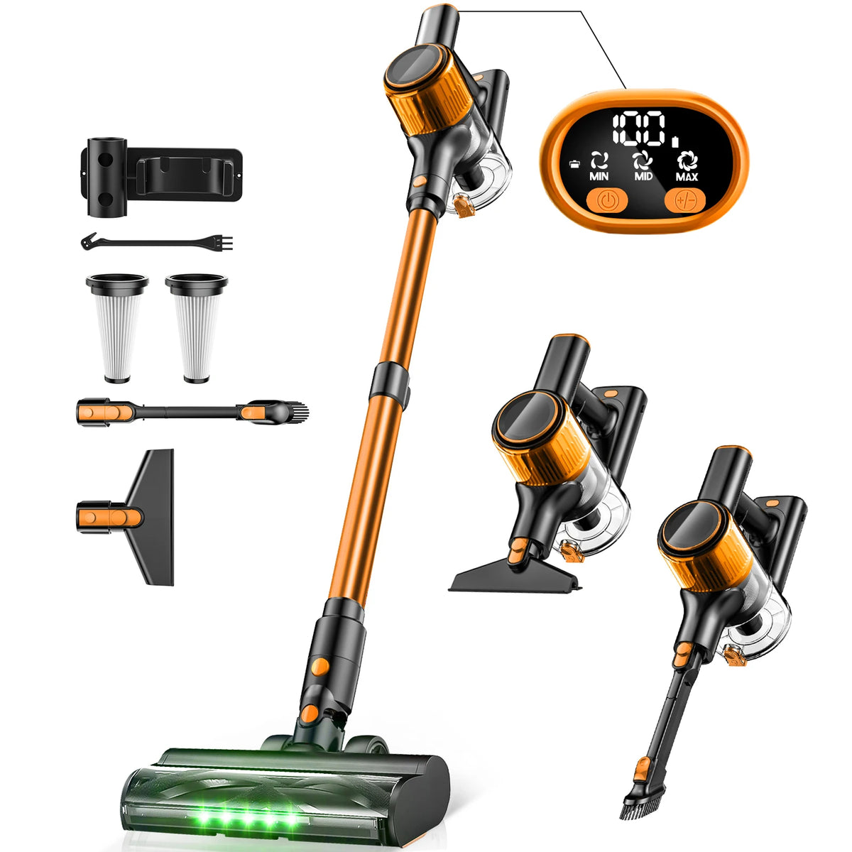 aspirateur sans fil rechargeable 45 minutes modes aspiration brosse multifonctionnelle tapis animaux