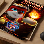 affiche paw patrol moderne personnages animés logo the mighty movie bleu violet rose jaune