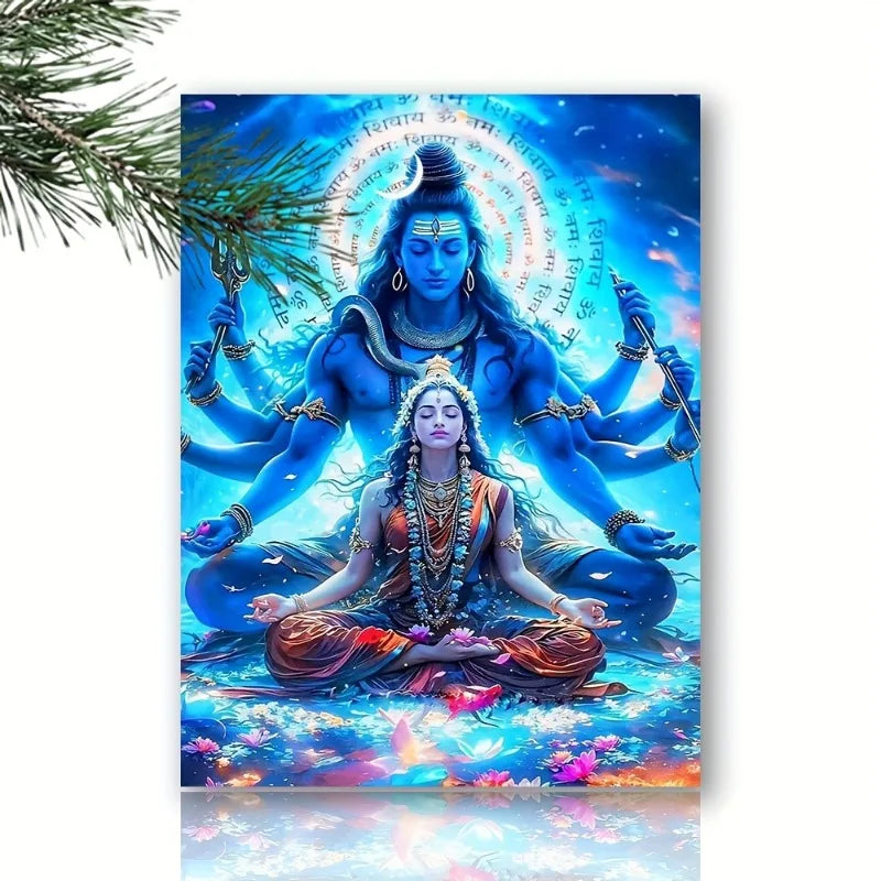 tableau mural illustration religieuse 3d bleu doré rouge métal résistant chambre