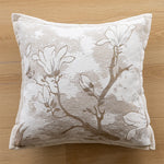 housse coussin carrée jacquard motif floral vert beige gris décoration salon chambre moderne chic