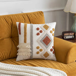 coussin housse amovible lavable motif géométrique brodé moderne opacité zip visible coton polyester verte