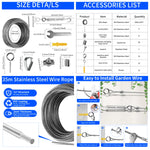 corde ressort argentée lisse industrielle fixations clous expansibles inoxydables jardin plantation abri