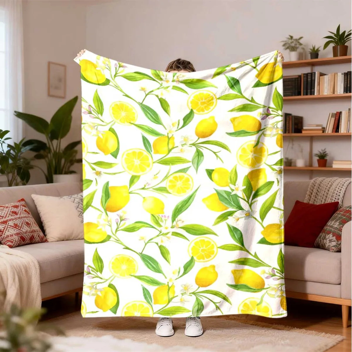couverture flanelle imprimée citrons fleurs adultes hiver été moderne voyage hospitalière litôtel avion