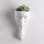 Cache plantes mural masque blanc beige noir texture granuleuse moderne sculptural adhésif succulente