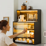 meuble rangement tasses bols bois noir moderne cuisine buffet