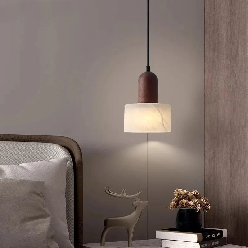 lampe suspendue marbre blanc ampoule led 6000k moderne chambre cuisine